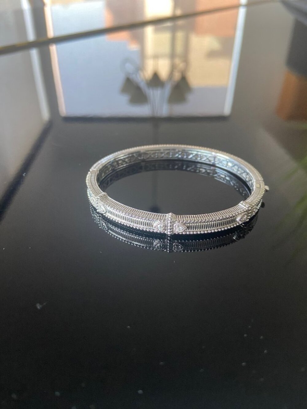 PRE-LOVED STUNNING Judith Ripka 925 Estate Cuff Bracelet -S/M